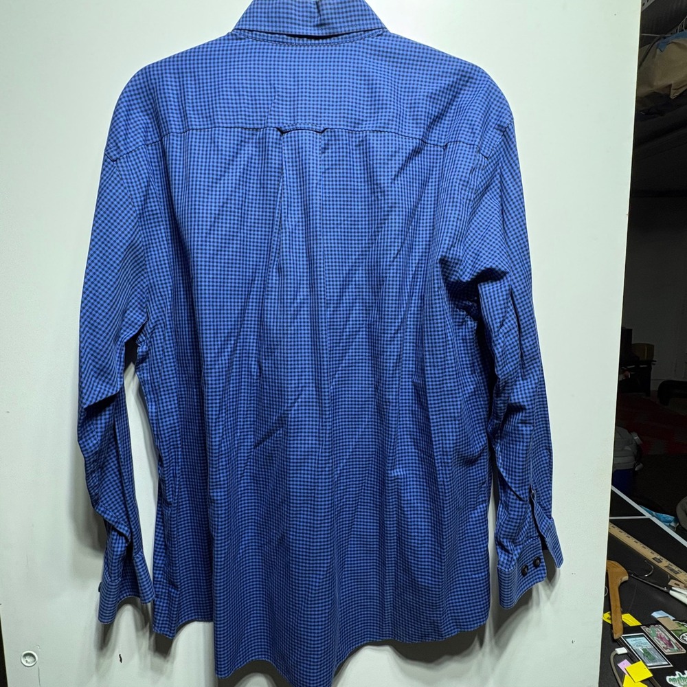 Orvis Shirt Mens XL Blue Black Micro Check Cotton Long Sleeve Button Down Pocket - Picture 3 of 7